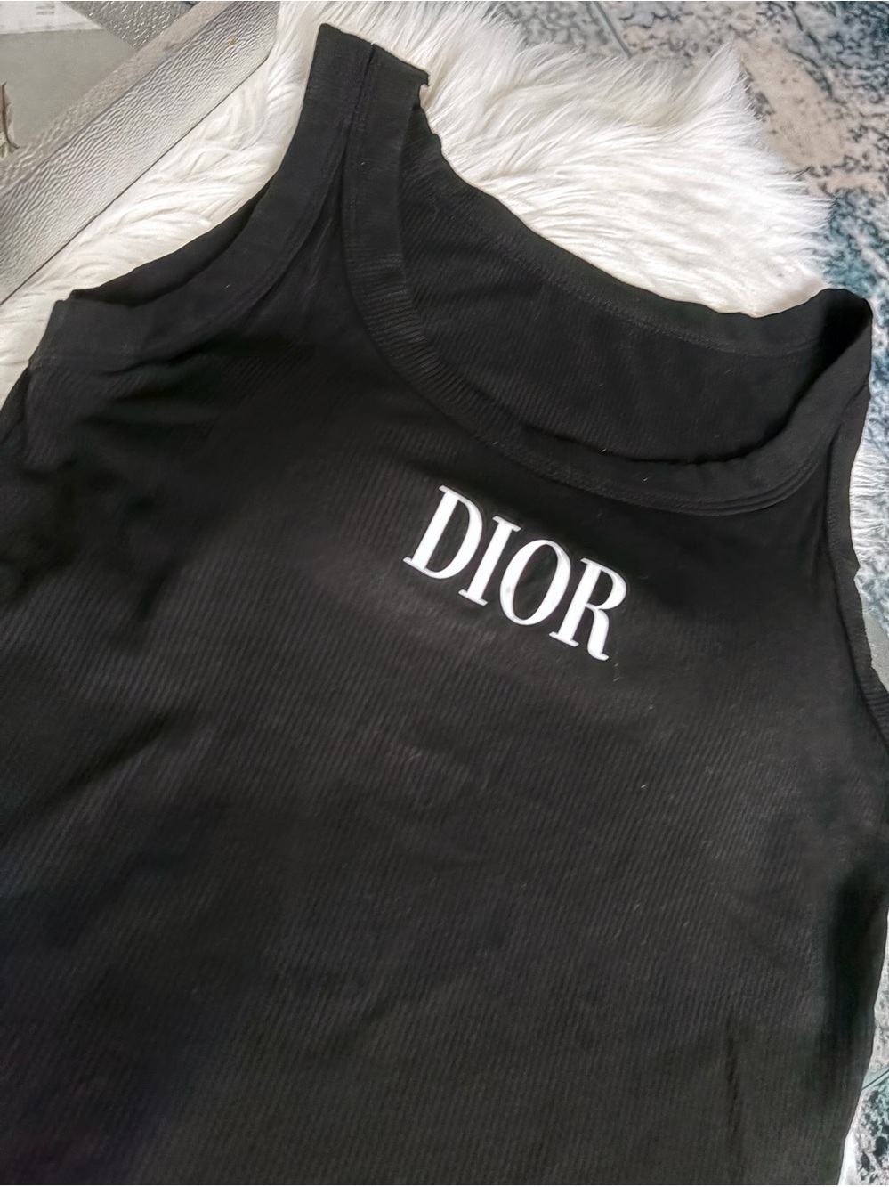 Dior Black Tank Top with white Logo